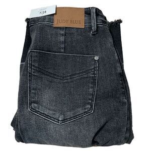 Judy Blue Wide Leg Crop Jeans Womens 7/28 Stretch High Rise Denim Raw‎ Hem